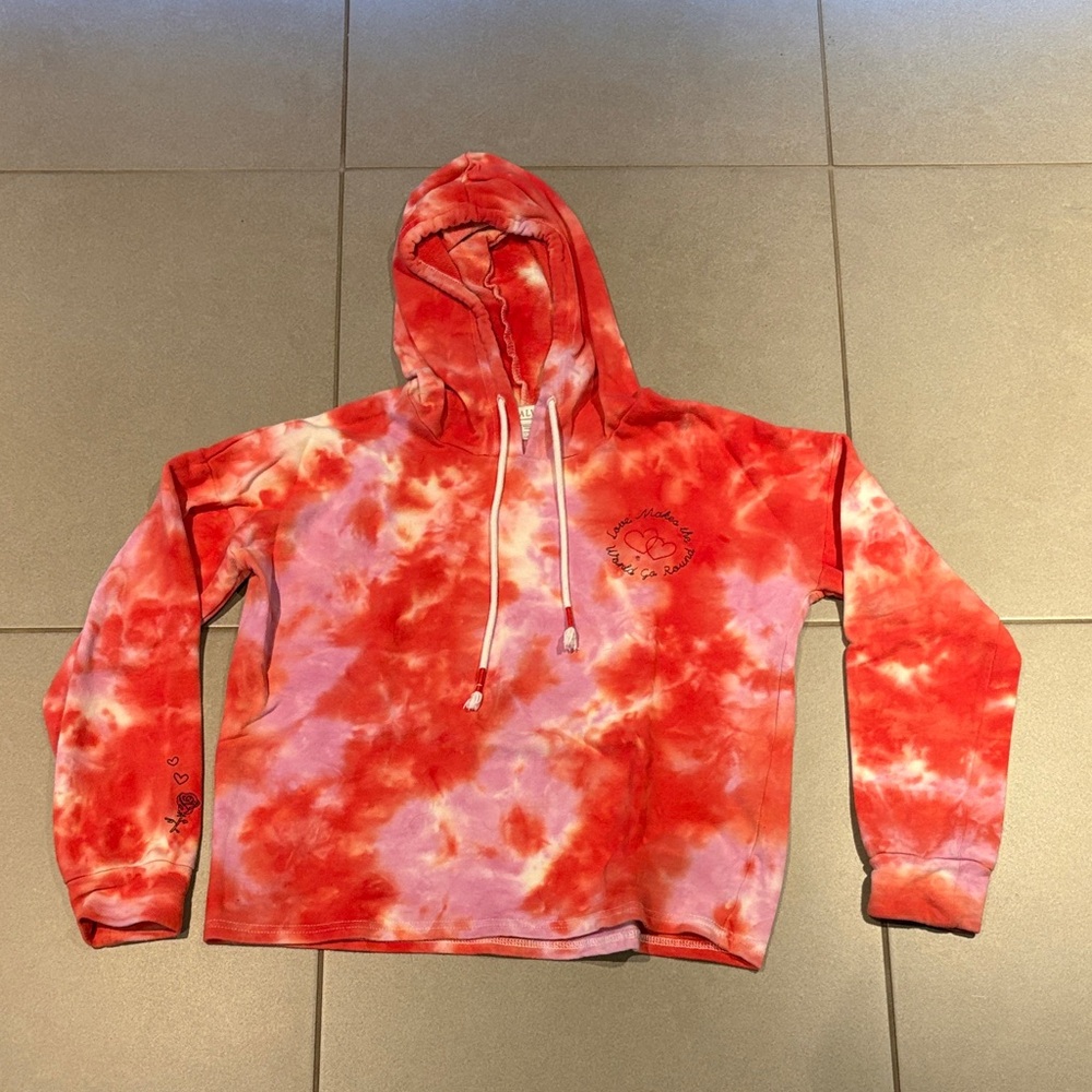 P.J. Salvage Red and Pink Tie-Dye Hoodie